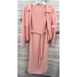 VINTAGE 1980'S DARCY ROSE PINK DRAPED SHOULDER DRESS - Women's Size 13/14